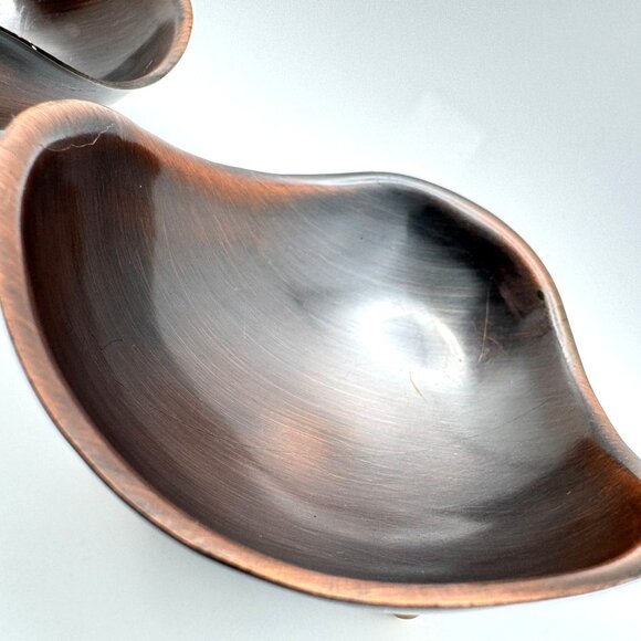 Coppercraft Guild Set of 2 Bowl Trinket Dish on 3 Feet Made in USA Vintage - Picture 5 of 9